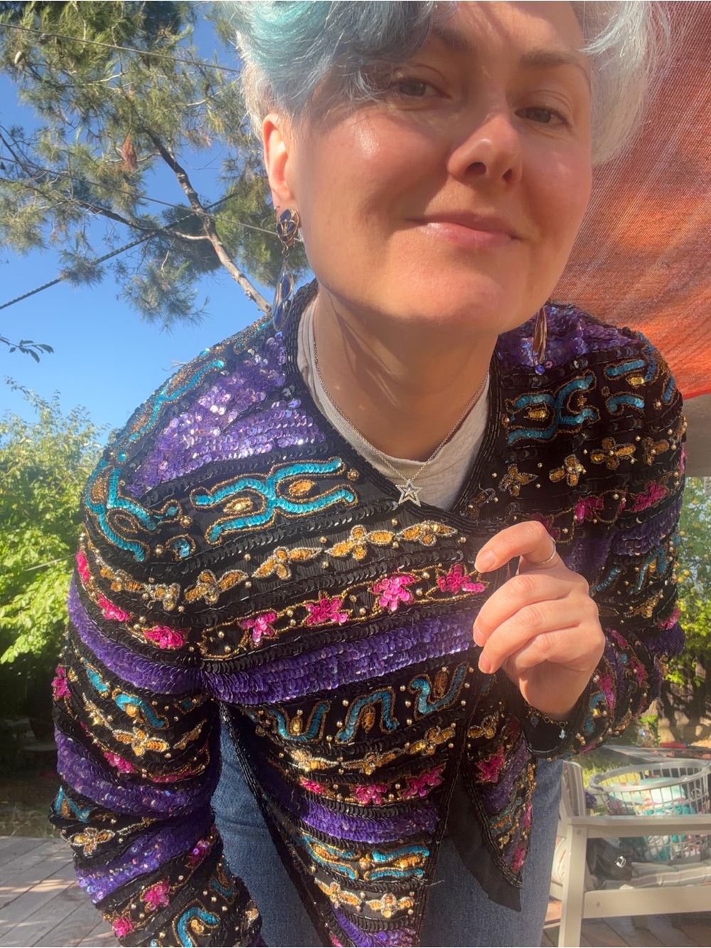 Perfect Party Vintage 80s Beaded Sequin Jacket S-M